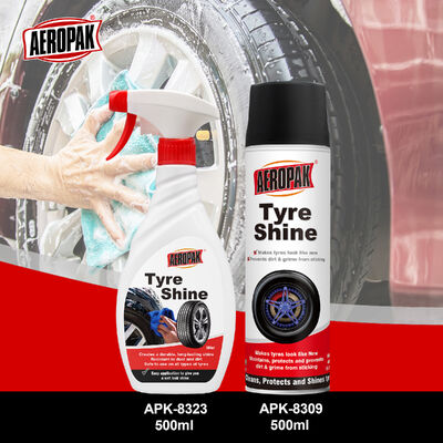 Aeropak 500ml Tire Foam Cleaner Shine Spray Restores Deep Black Color Glossy for UV Protection Car SUV Tires 3-Year