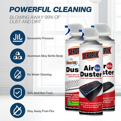AEROPAK 500ML Eco-friendly ROHS Certified Tinplate Can Packaging Compressed Gas Air Duster Spray for Electronic Cleaning