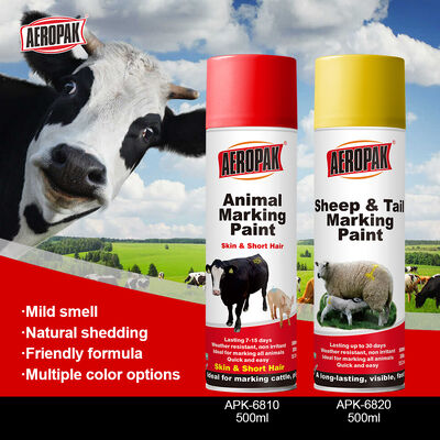 AEROPAK OEM Aerosol 500ml Wholesale Price Animal Marking Spray Paint Acrylic-based with Different Colors for Skin & Short Hair