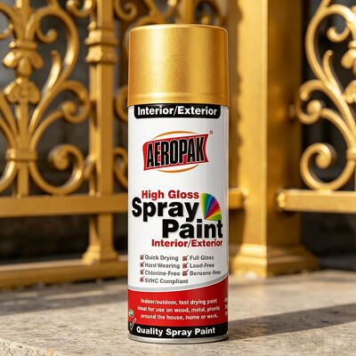 Aeropak 400ml Acrílico Alto Brilho Metálico para Atacado Custom Color OEM Gold Spray Paint Liquid Coating Automotive Home