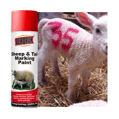 AEROPAK Revestimento líquido à base de água Eco-friendly Lavável Não tóxico Ovelhas Bovine Porco Cauda Marcação Spray Paint 500ml